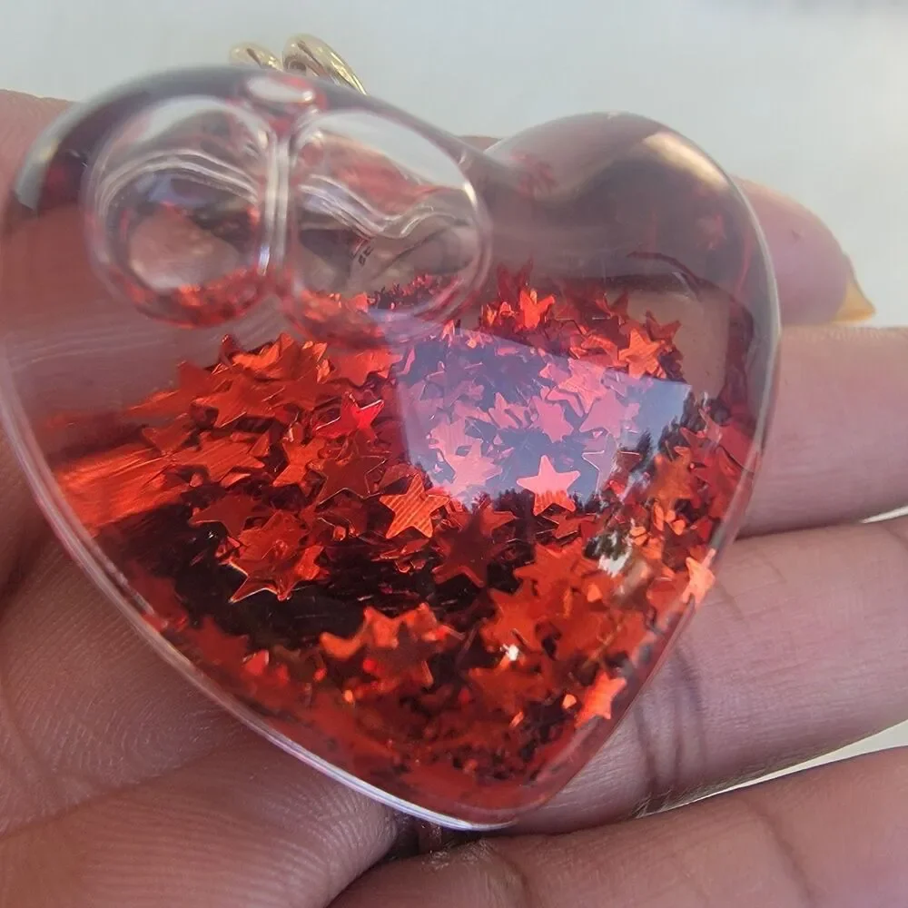 Red  Puffed Heart Keychain  Bag Charm